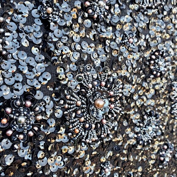 Vintage 1960s Black Hand Beaded NWT Sequined Wool Top 10 Made in Hong Kong NOS - Picture 12 of 12